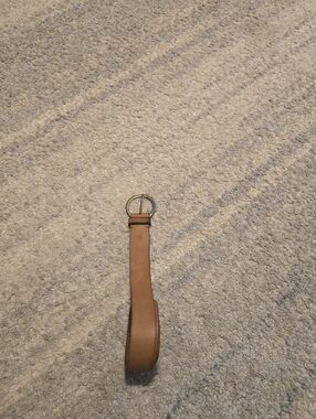 Frye Brown Genuine Leather Belt Brass Round Buckle Size L 44" Heritage Boho